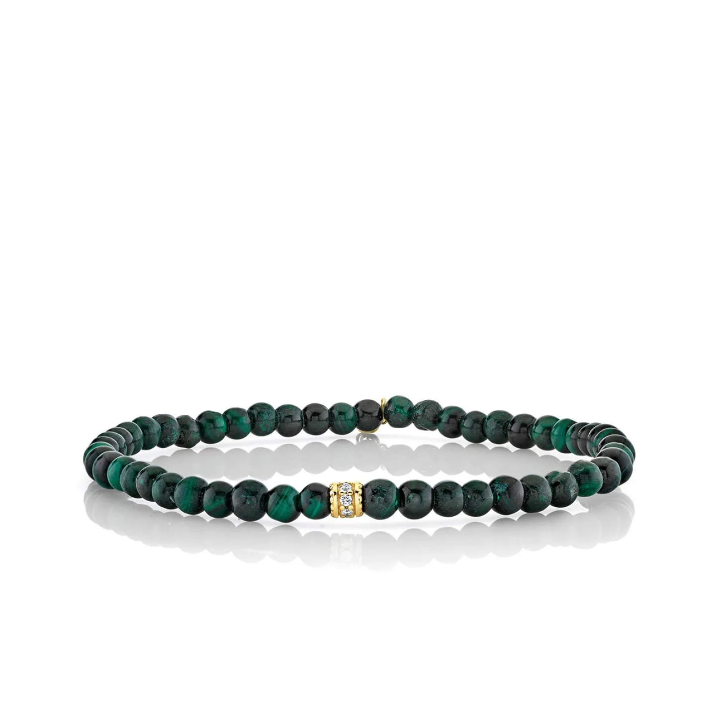 Men's Collection Gold & Diamond Eternity Rondelle on Malachite