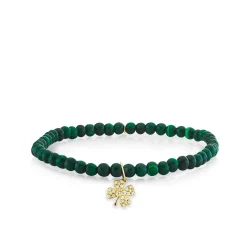 Men's Collection Gold & Diamond Small Clover on Malachite