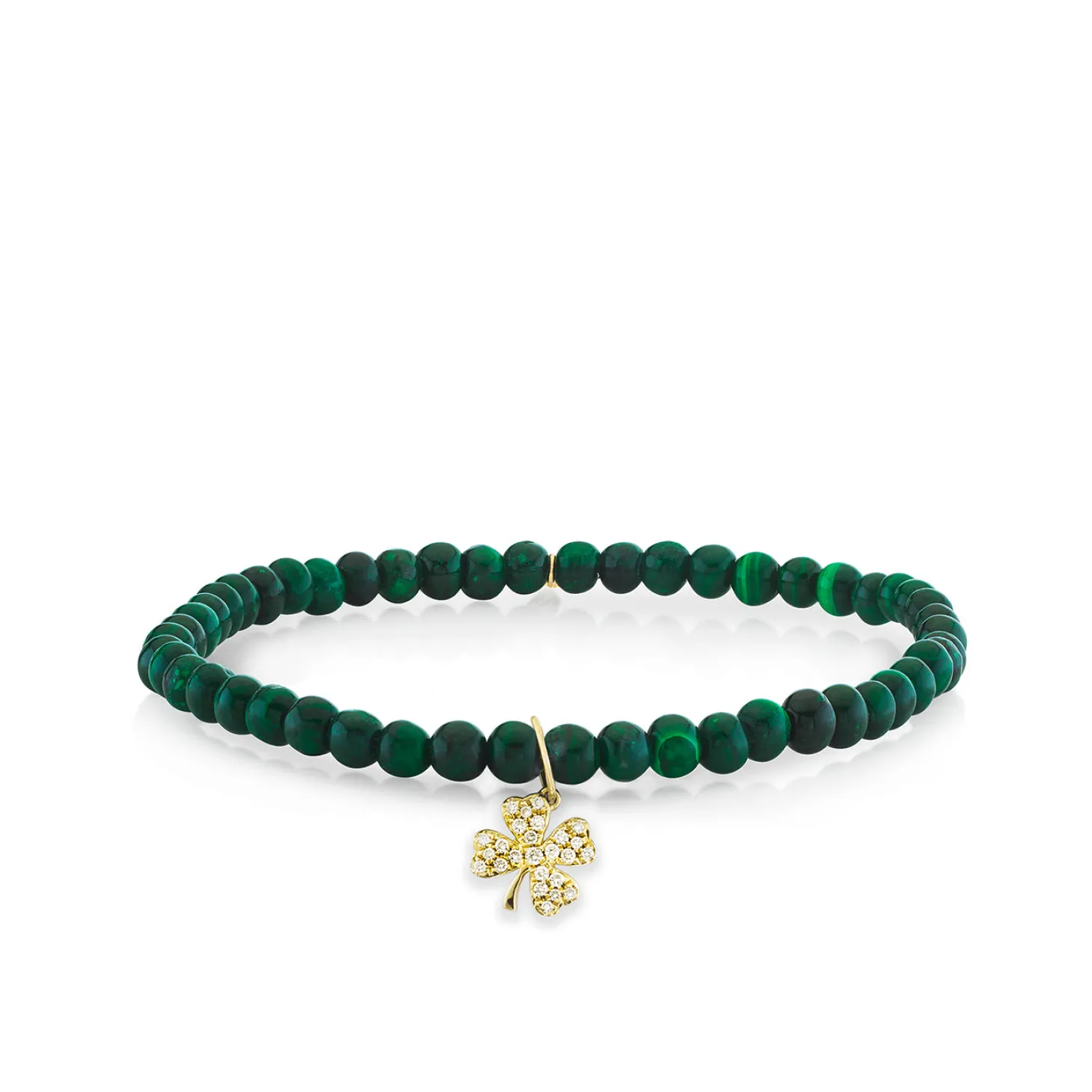 Men's Collection Gold & Diamond Small Clover on Malachite