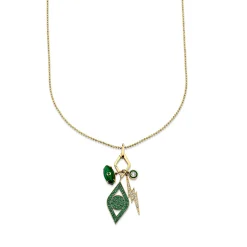 Men's Collection Gold & Diamond Emerald Multi-Charm Necklace