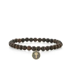 Men's Collection Gold & Diamond Cross Medallion on Dark Wood
