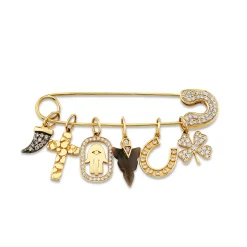 Men's Collection Gold & Diamond Luck & Protection Brooch