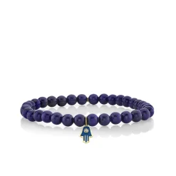 Men's Collection Gold & Diamond Enamel Hamsa on Lapis