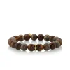 Men's Collection Gold & Diamond Rondelle on Dark Petrified Wood