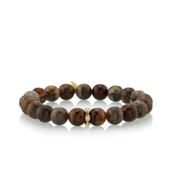 Men's Collection Gold & Diamond Rondelle on Dark Petrified Wood