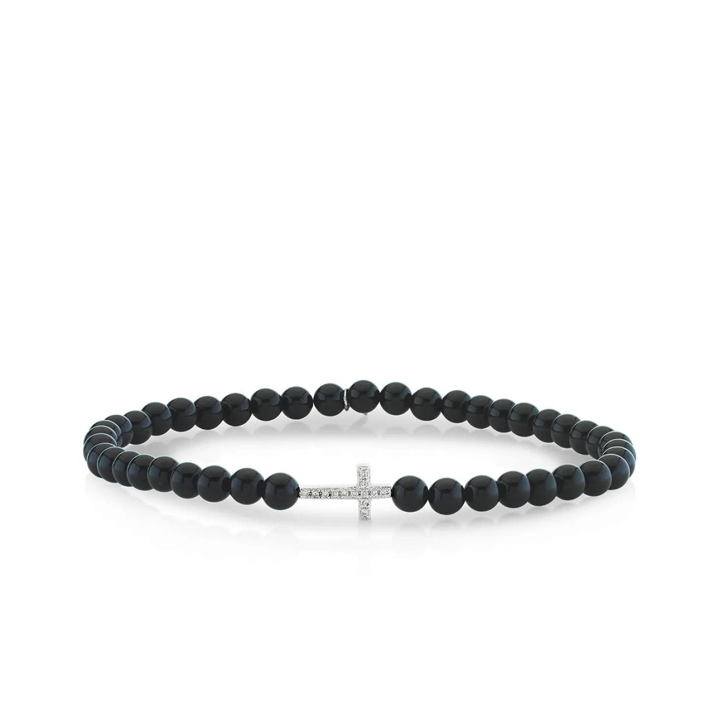 Men's Collection Gold & Diamond Cross on Onyx