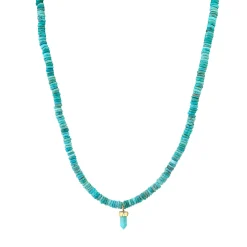 Men's Collection Gold & Diamond Eye Short Turquoise Stone on Arizona Turquoise Necklace