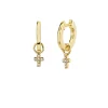 Men's Collection Gold & Diamond Mini Cross Charm Huggie Hoops
