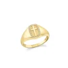 Men's Collection Gold & Diamond Cross Icon Signet Ring