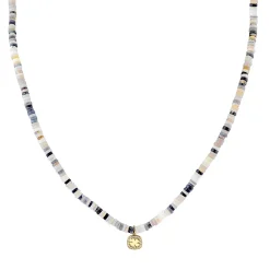 Men's Collection Gold & Diamond Clover Australian Opal Heishi Necklace