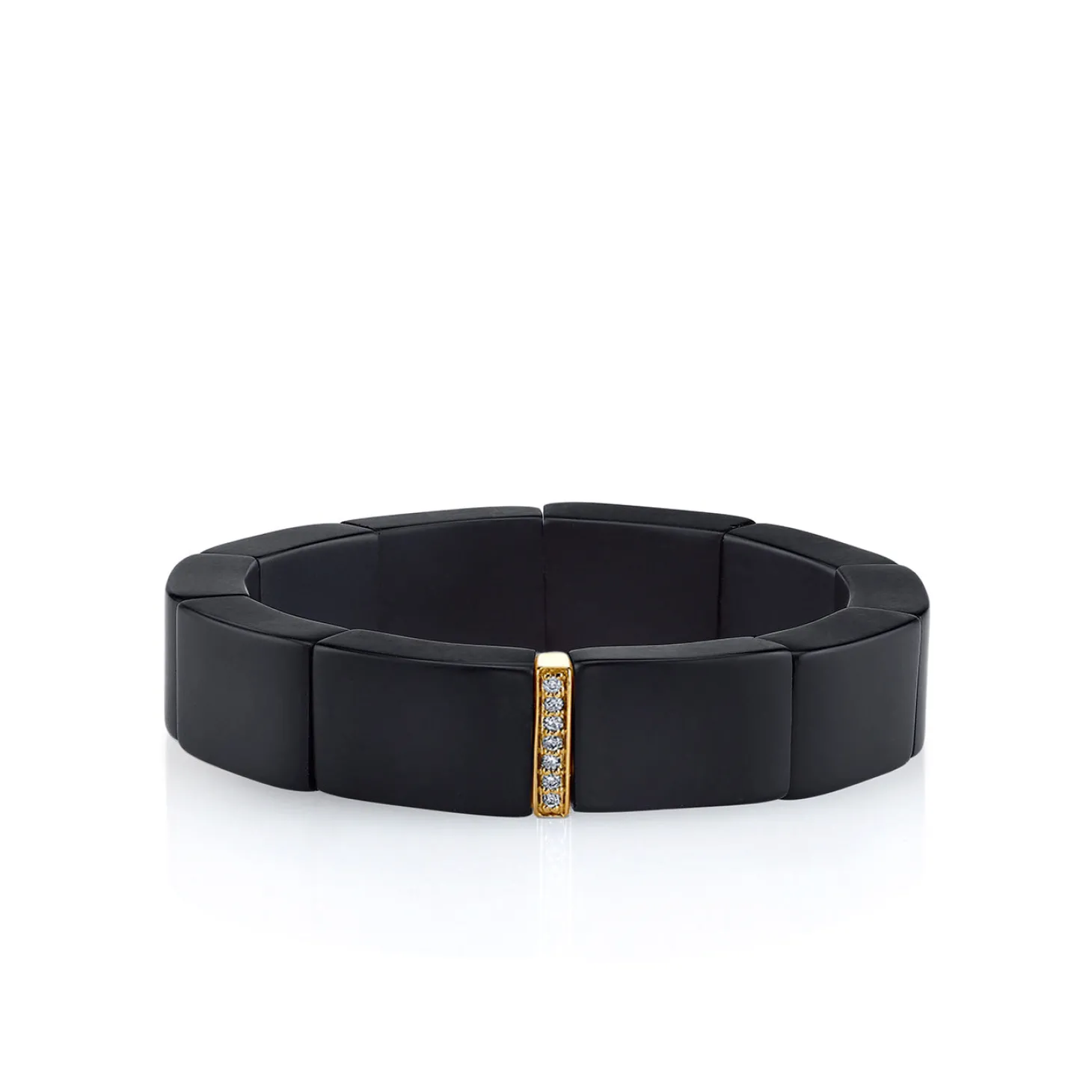Men's Collection Gold & Diamond Small Single Row Spacer On Onyx