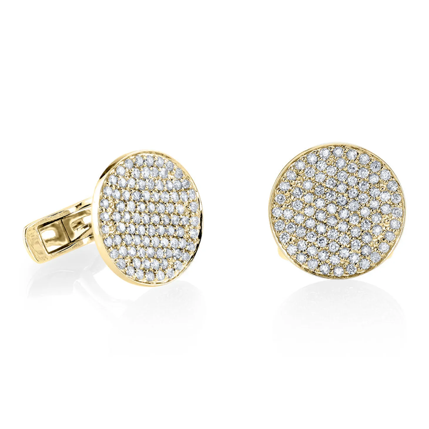 Men's Collection Gold & Diamond Disc Cufflinks