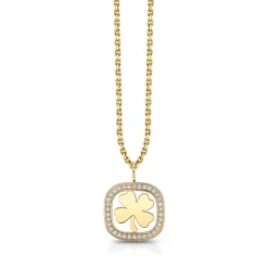 Men's Collection Gold & Diamond Extra Large Clover Open Icon Charm