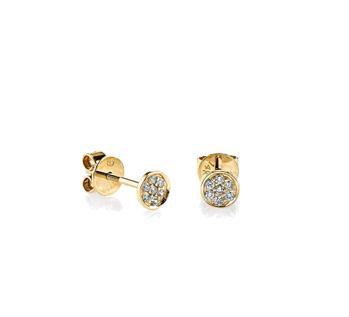 Men's Collection Gold & Diamond Pave Tiny Disc Stud