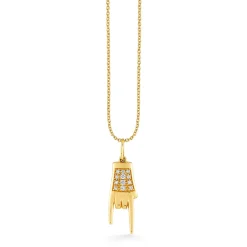 Men's Collection Gold & Diamond Small Mano Cornuto Necklace