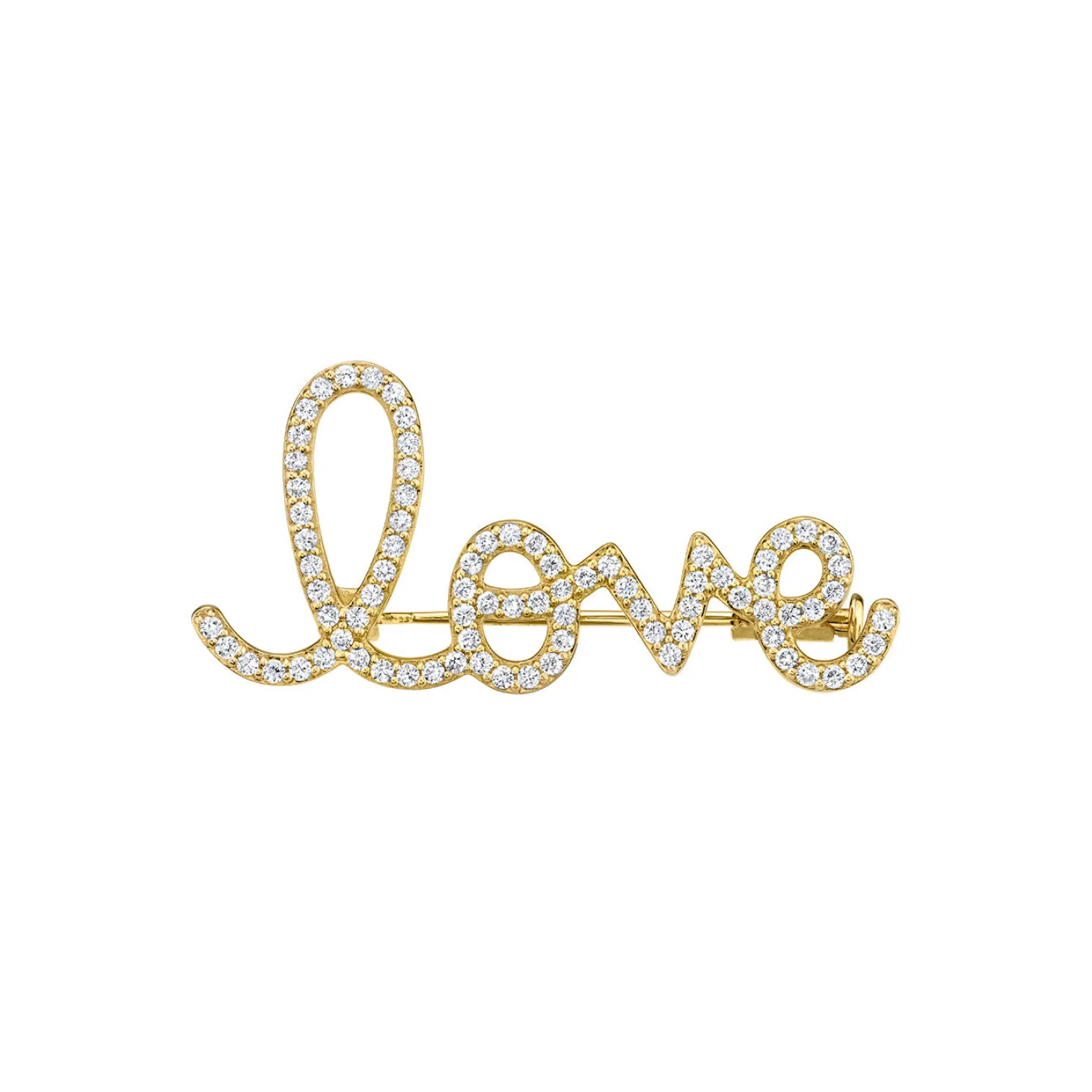 Men's Collection Gold & Diamond Love Script Brooch