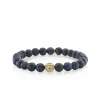 Men's Collection Gold & Diamond Eye Bead on Sapphire