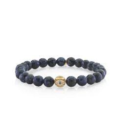 Men's Collection Gold & Diamond Eye Bead on Sapphire