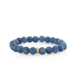 Men's Collection Gold & Diamond Pyramid Rondelle on Kyanite
