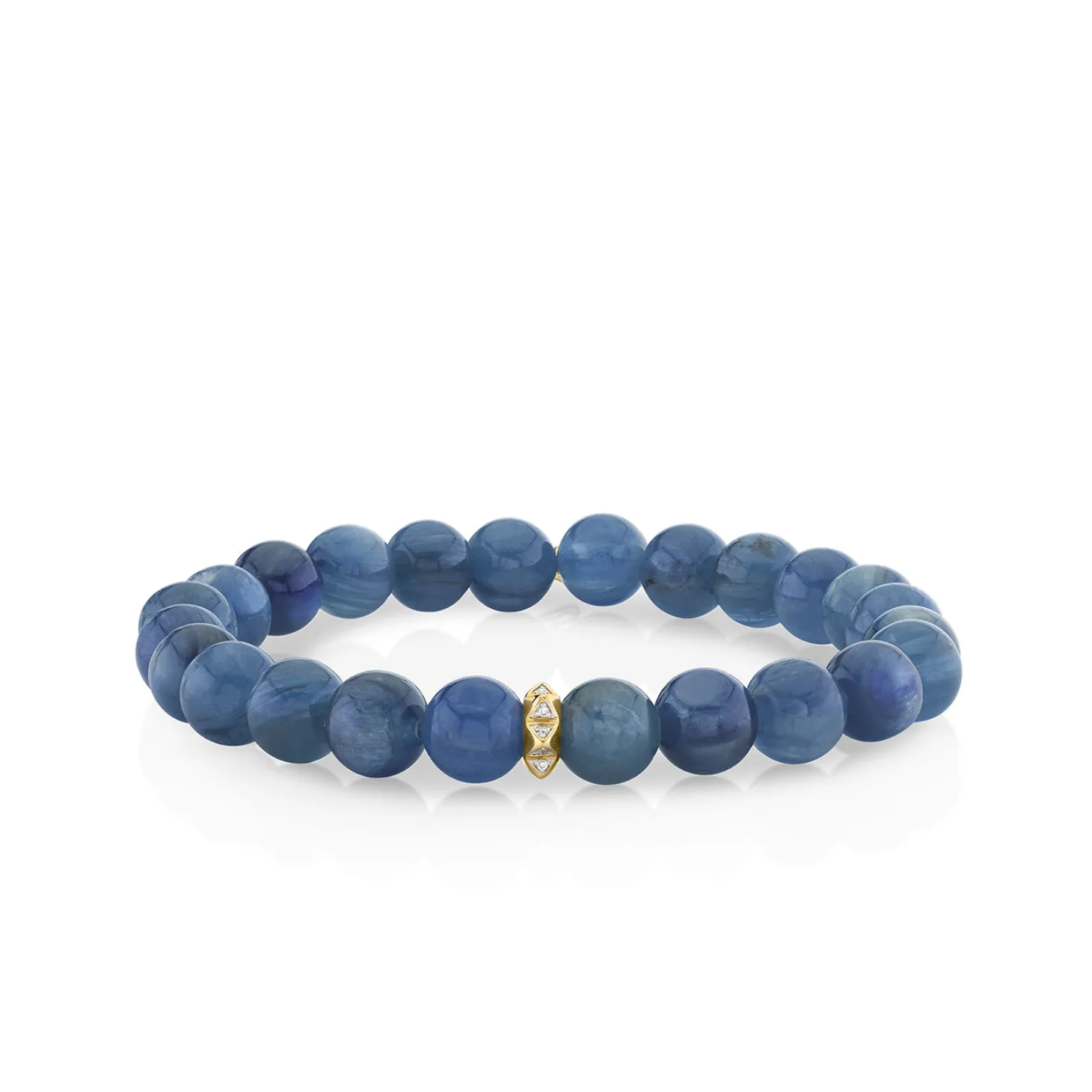 Men's Collection Gold & Diamond Pyramid Rondelle on Kyanite