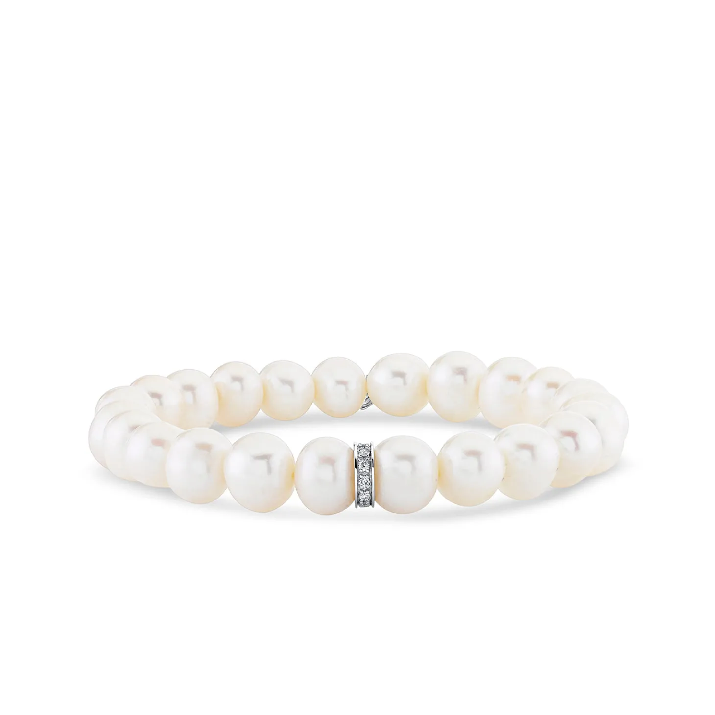 Men's Collection Gold & Diamond Eternity Rondelle on Pearl