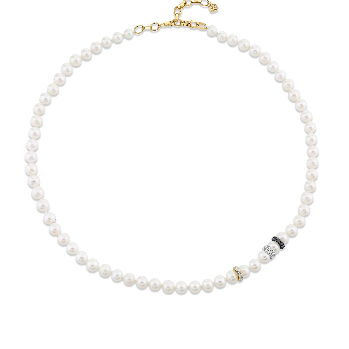 Men's Collection Gold & Diamond Rondelles Freshwater Pearl Necklace