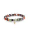 Men's Collection Gold & Diamond Hamsa on Rainbow Heishi