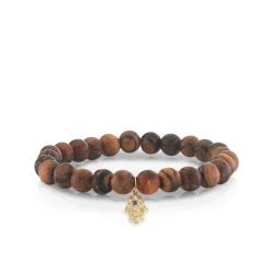 Men's Collection Gold & Diamond Hamsa on Flower Nanmu Wood