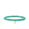 Men's Collection Gold & Diamond Mini Cross on Turquoise