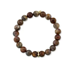 Men's Collection Gold & Diamond Rondelle on Dark Petrified Wood