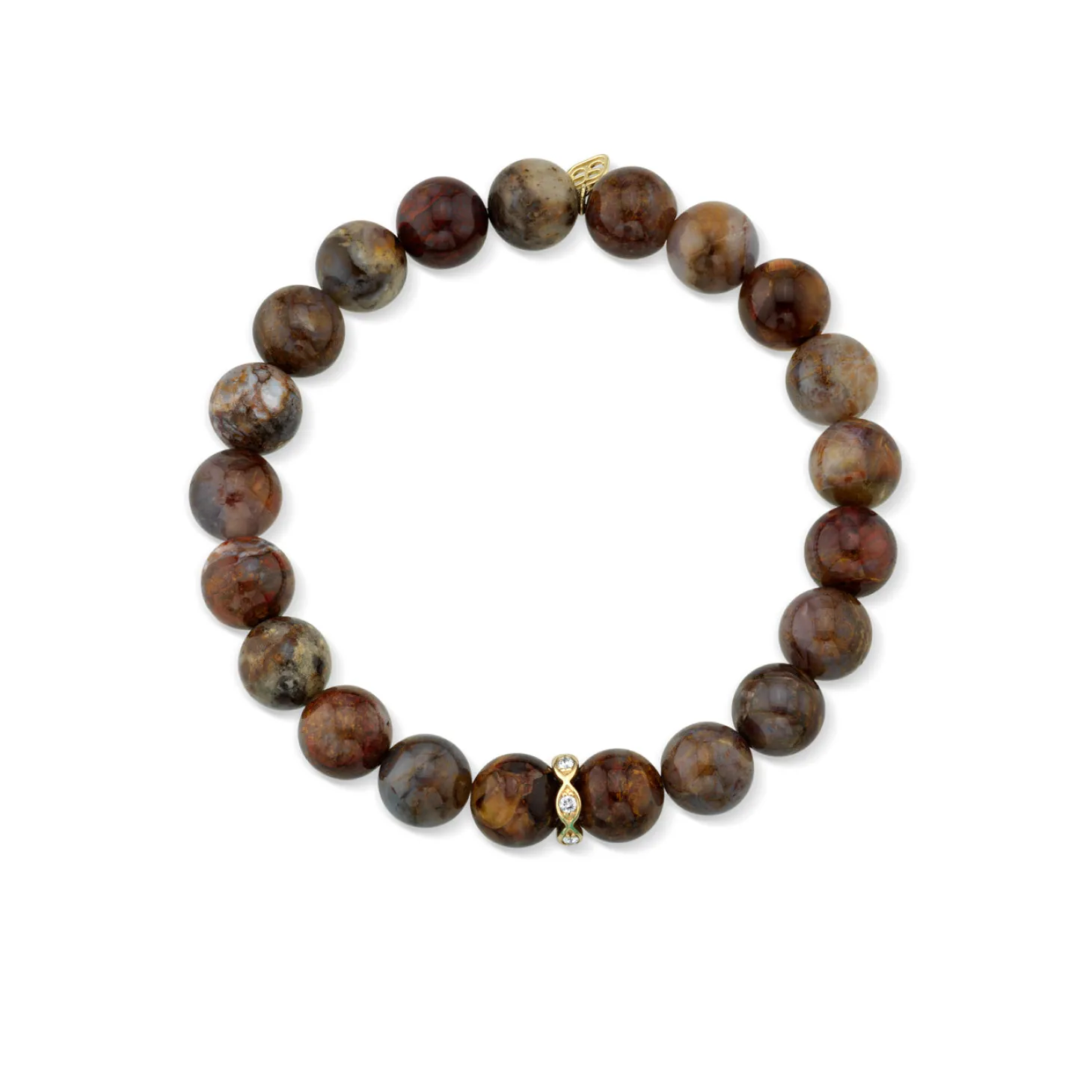 Men's Collection Gold & Diamond Rondelle on Dark Petrified Wood