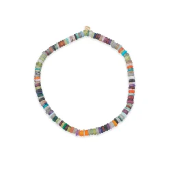 Men's Collection Gold & Diamond Rondelle on Rainbow Heishi