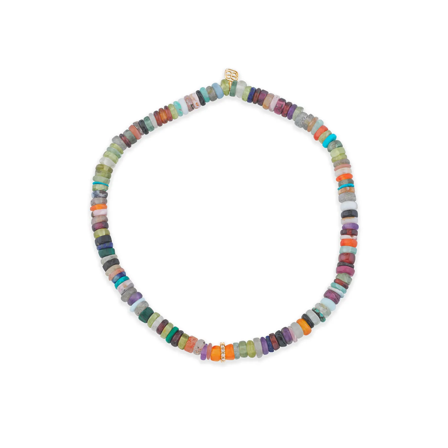 Men's Collection Gold & Diamond Rondelle on Rainbow Heishi