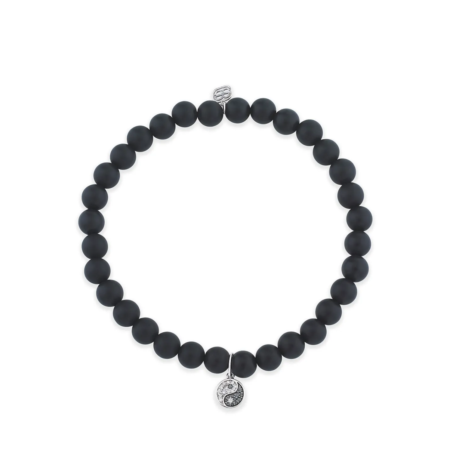 Men's Collection Gold & Diamond Small Yin Yang on Black Matte Onyx