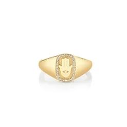 Men's Collection Gold & Diamond Hamsa Icon Signet Ring