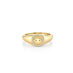 Men's Collection Gold & Diamond Eye Icon Signet Ring