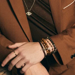 Men's Collection Gold & Diamond Rondelle on Hypersthene