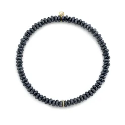 Men's Collection Gold & Diamond Small Cocktail Eternity Rondelle on Hematite