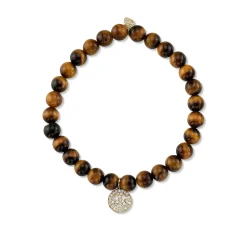 Men's Collection Gold & Diamond Happy Face on Tiger's Eye