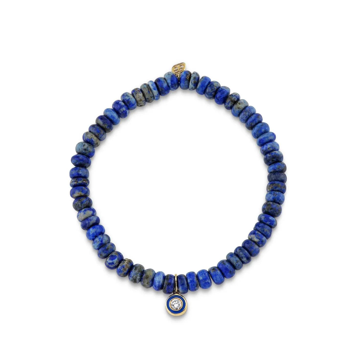 Men's Collection Gold & Diamond Single Stone Enamel on Lapis