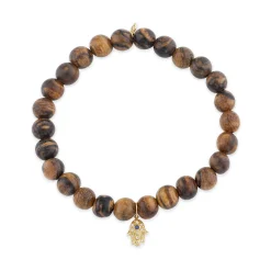 Men's Collection Gold & Diamond Hamsa on Flower Nanmu Wood