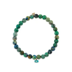 Men's Collection Gold & Diamond Tiny Carved Stone on Chrysocolla