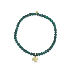 Men's Collection Gold & Diamond Small Clover on Malachite