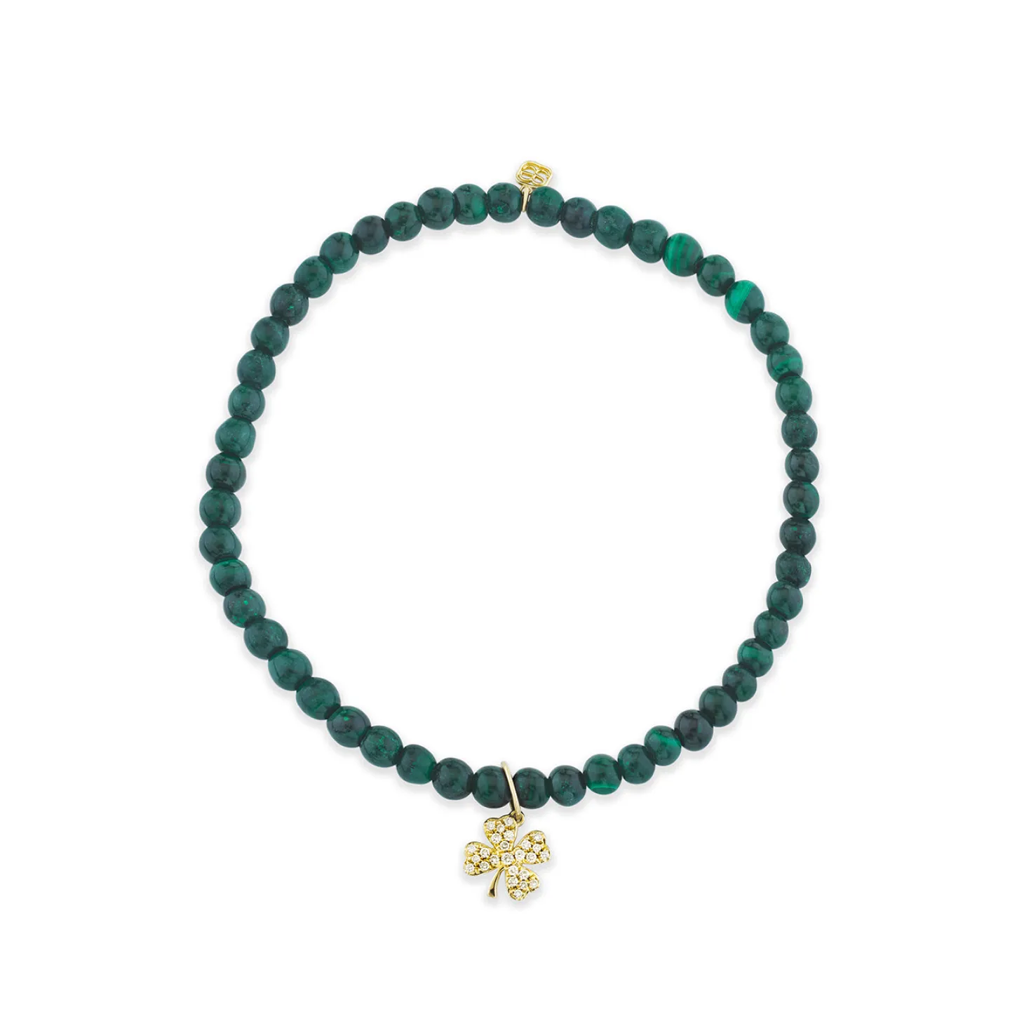 Men's Collection Gold & Diamond Small Clover on Malachite