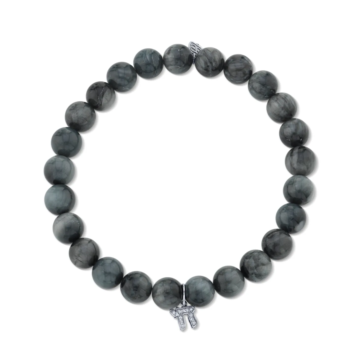 Men's Collection Gold & Diamond Chai on Grey Cat's Eye