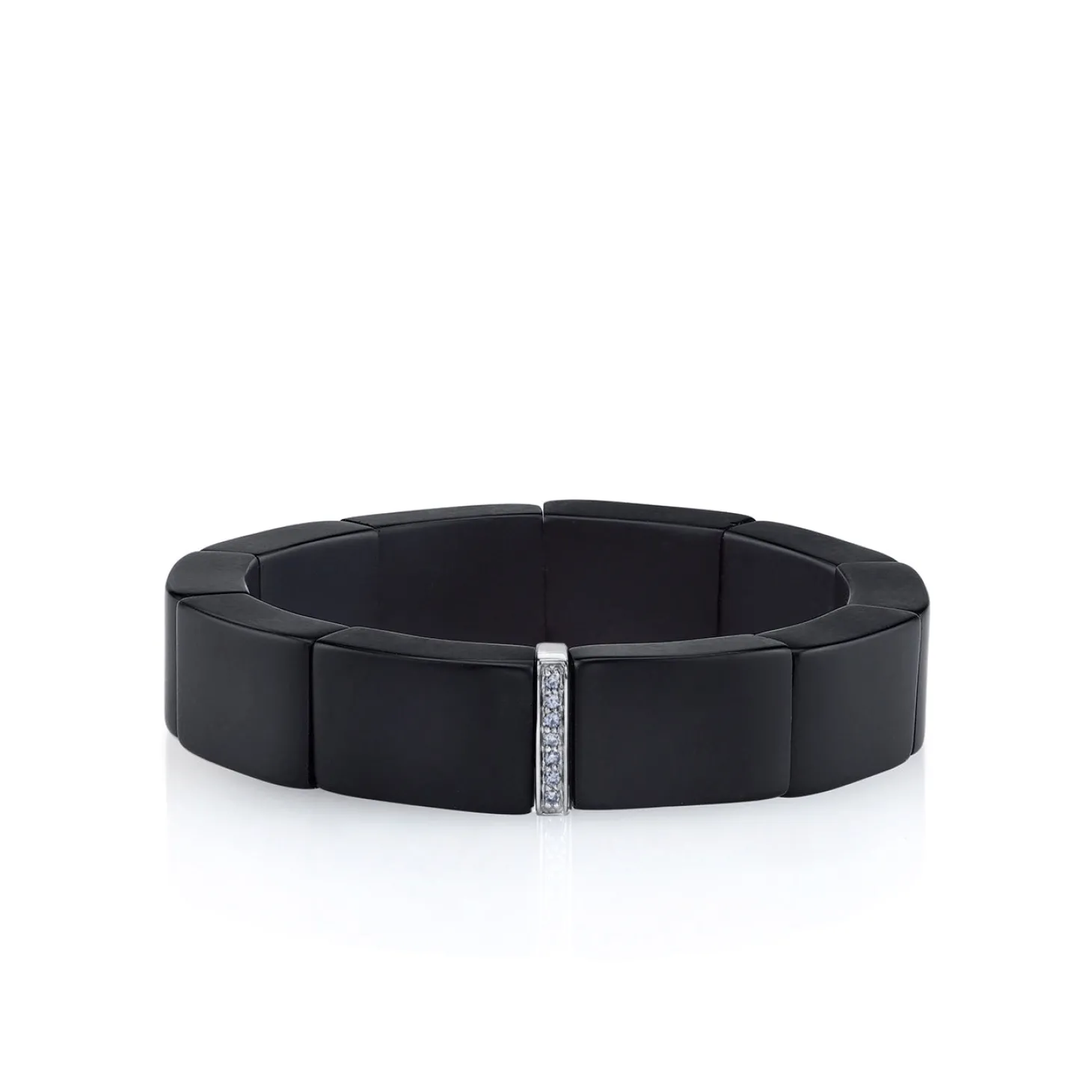Men's Collection Gold & Diamond Small Single Row Spacer On Onyx