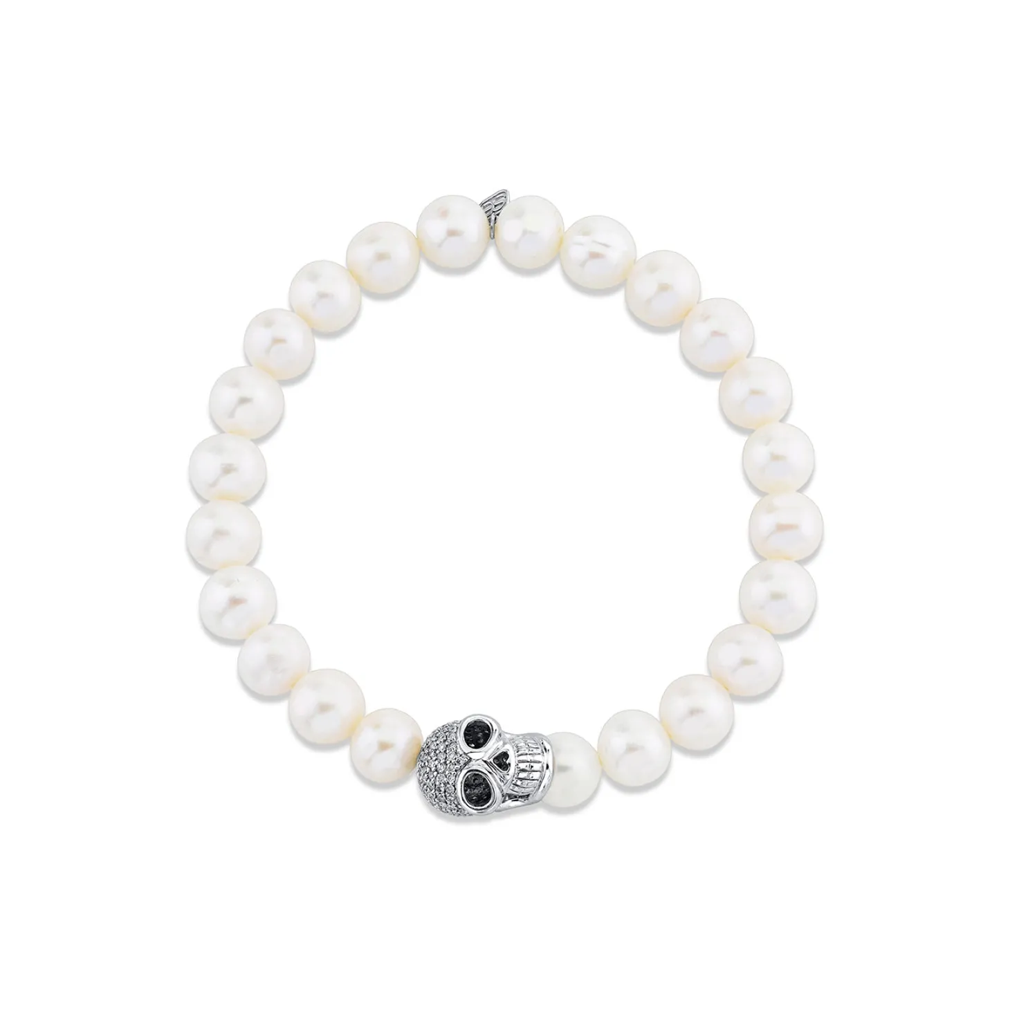 Men's Collection Gold & Diamond Large Skull Bead on Pearl