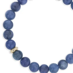 Men's Collection Gold & Diamond Pyramid Rondelle on Kyanite