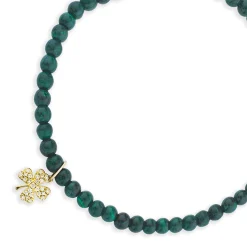 Men's Collection Gold & Diamond Small Clover on Malachite