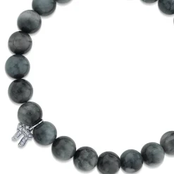 Men's Collection Gold & Diamond Chai on Grey Cat's Eye